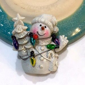 Snowman, Christmas tree Brooch